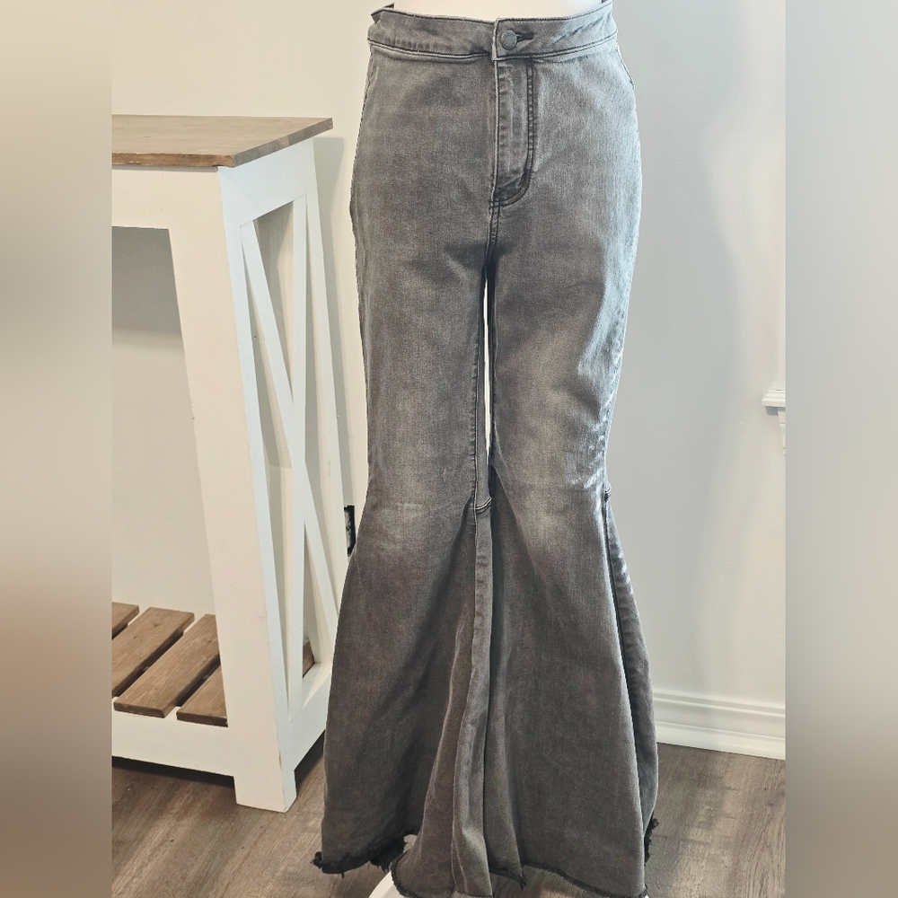 Free People Dark Gray High Rise Bell Bottom Jeans Women's Size 28